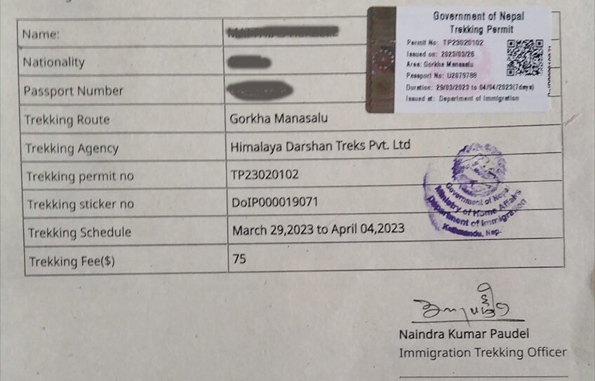 Manaslu trek permit, Special permit