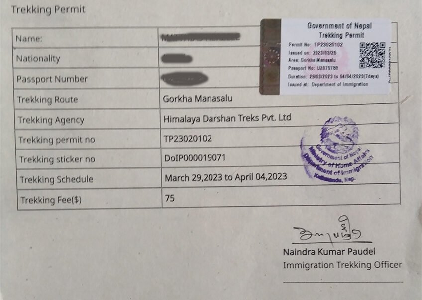 Manaslu trek permit, Special permit